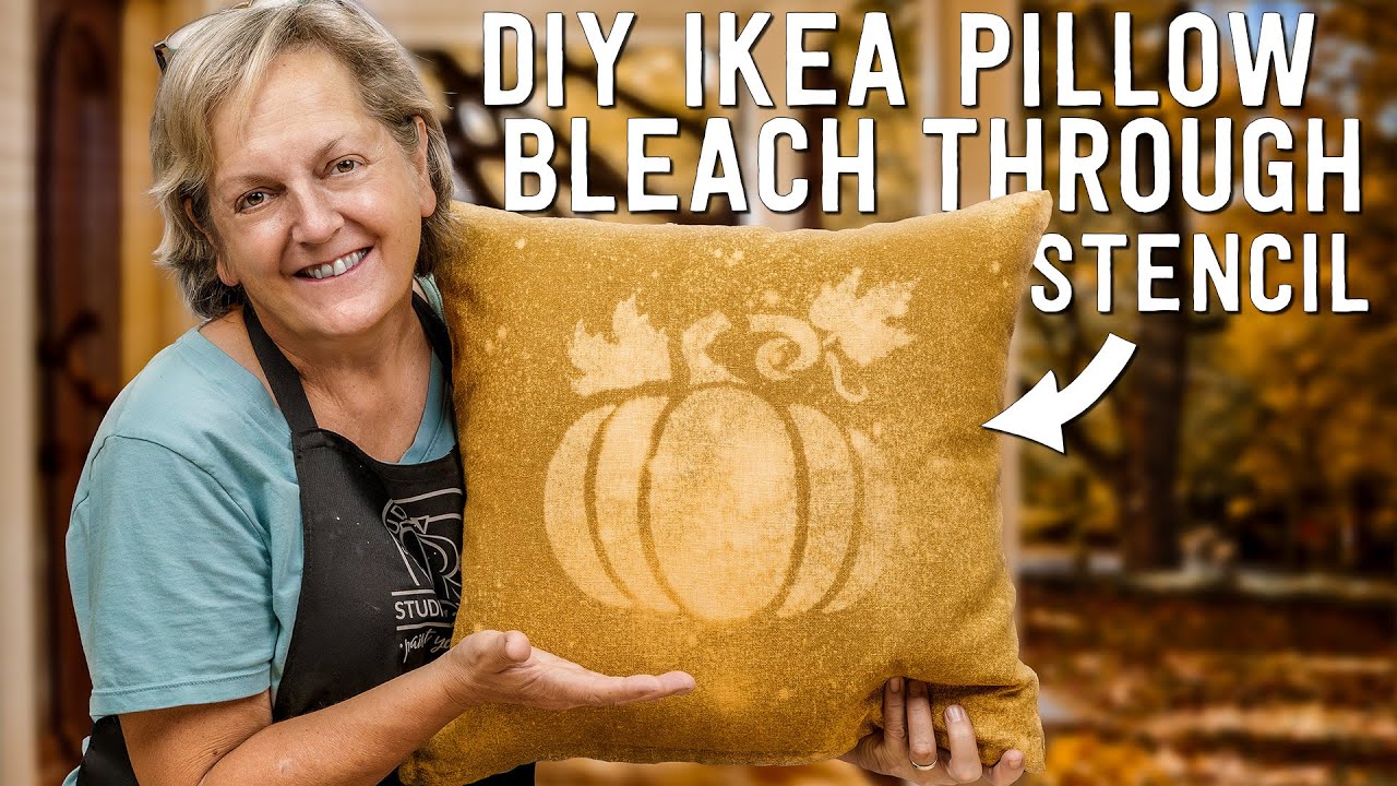 Bleach an Ikea Pillow Form to Match Your Home Decor | Stencil on Fabric | DIY Fall Decor
