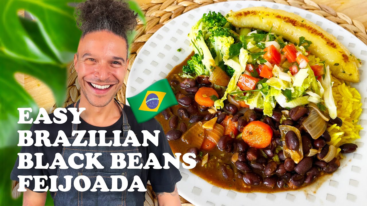 Easy BLACK BEANS - Brazilian VEGAN FEIJOADA DISH recipe - complete nutrition meal