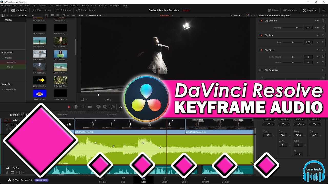DaVinci Resolve — аудио по ключевым кадрам