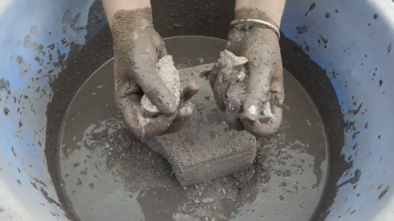 Asmr - Gritty sand cement crumbling in water 💦 SAASMR 