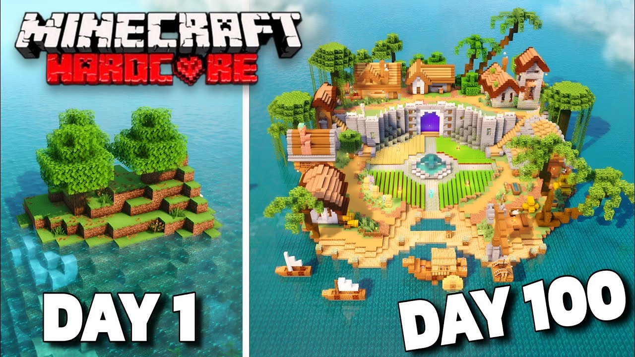I survived 100 Days on a deserted island in Minecraft Hardcore| cENTURY DAYS