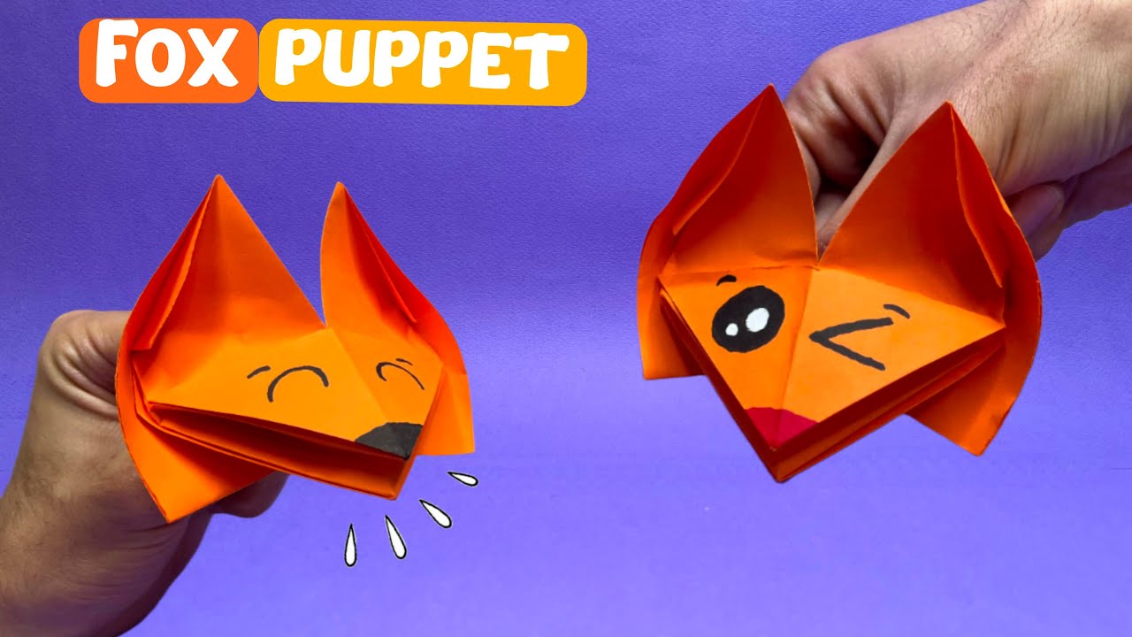 How to Make a Origami Fox Puppet - Easy Paper Fox