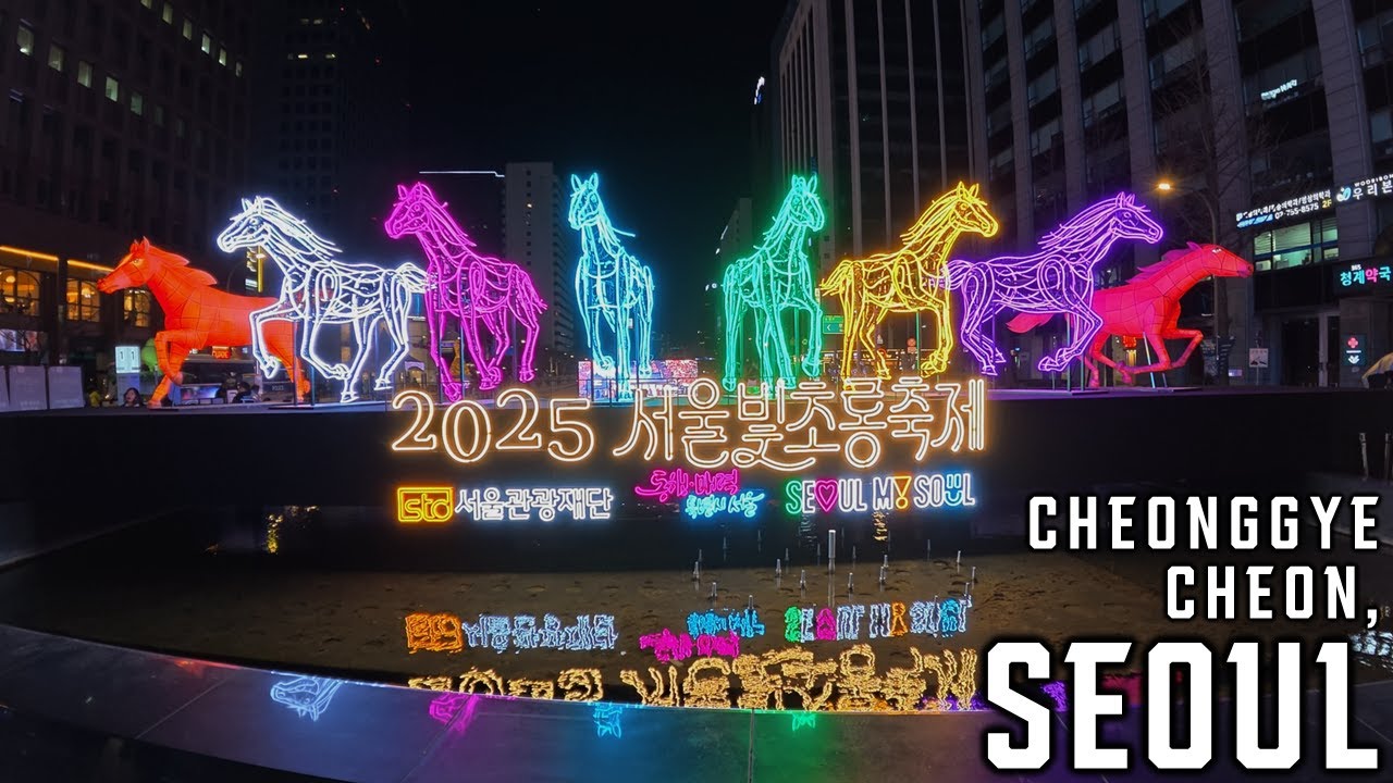Walking Above Cheonggyecheon | Winter Night Walk in Seoul | 4K