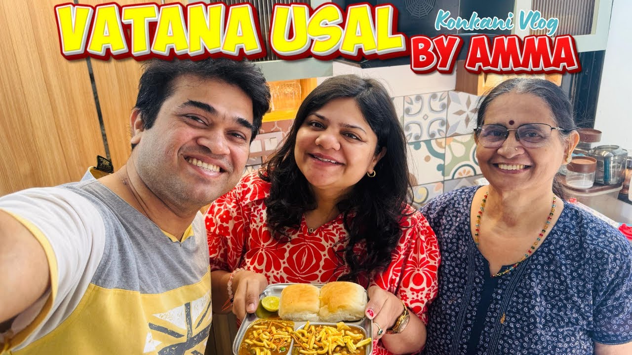 🥣 Mummy Made Yummy Vatana Usal (Misal) Pav  | Konkani Vlogs | Ganesh Kini