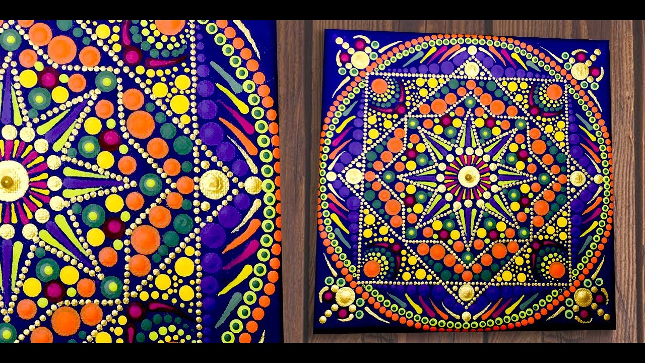 How to paint a Dot Mandala on a 8 x 8 Inch Canvas - Video 367 - Sue Sloan
