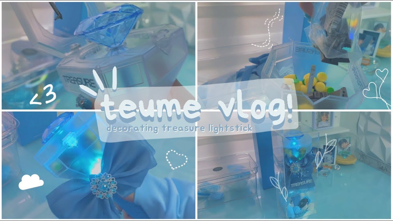 💎teume vlog 트메로그💧treasure 트레저 🧊decorating lightstick + teulight acrylic box case unboxing [YANACHI]🧊