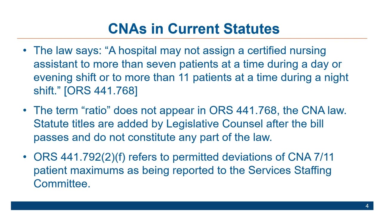 Краткая информация от OHA о кадровом обеспечении больниц: Помощники медсестер в соответствии с За...