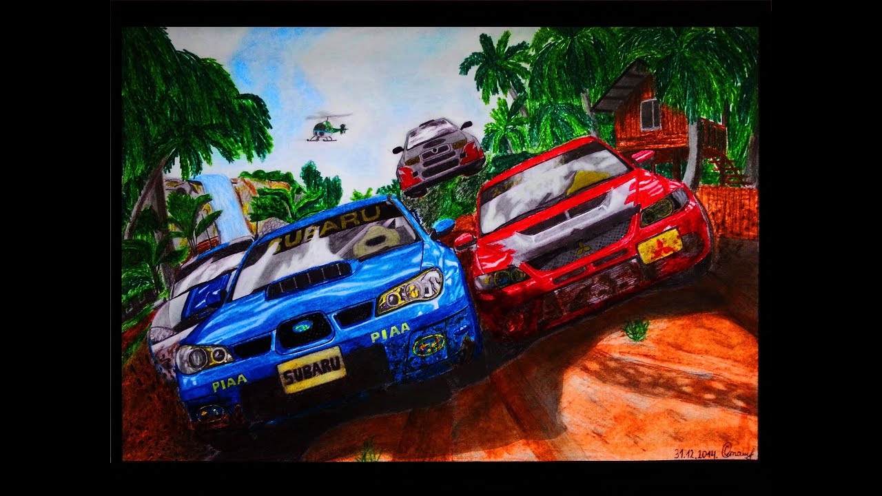 Как нарисовать машины  Subaru Impreza,Mitsubishi Evolution 9,Ford  / How to draw a car with a pencil