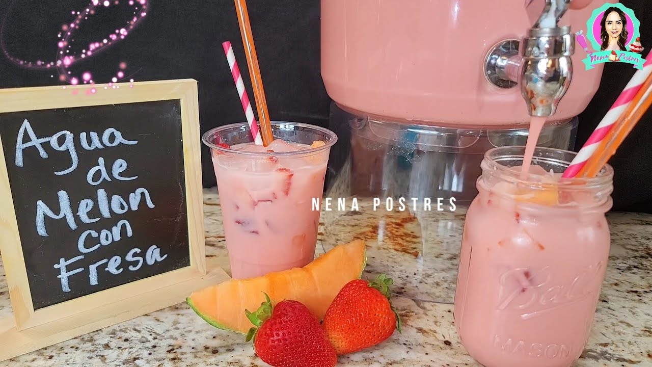 Agua Fresca de Melon con Fresas / Fresas con Melon 🍓🍈😋🥤🧊