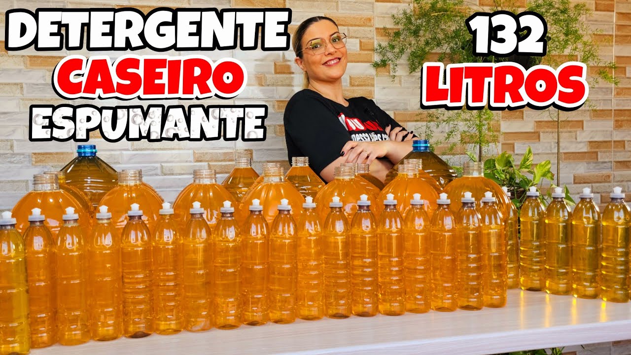 COMO FAÇO MEU DETERGENTE CASEIRO QUE FAZ BASTANTE ESPUMA 😱FIZ MAIS DE 130 LITROS VENDA CERTA 😱😍