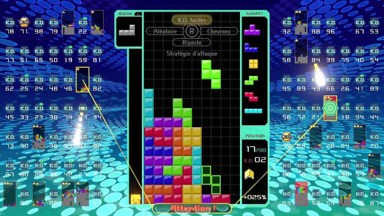 [Tetris 99] 6-minutes attack/defense vs. amemiya (あめみや) (25-11-2019) (811 lines sent)