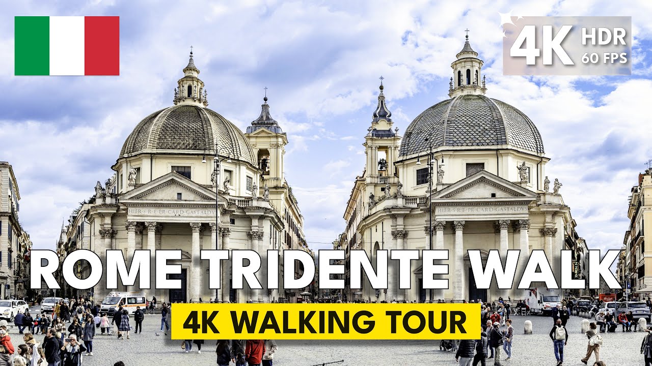 Rome Morning Walk: Via del Babuino to Piazza del Popolo – 4K HDR [No Talk]