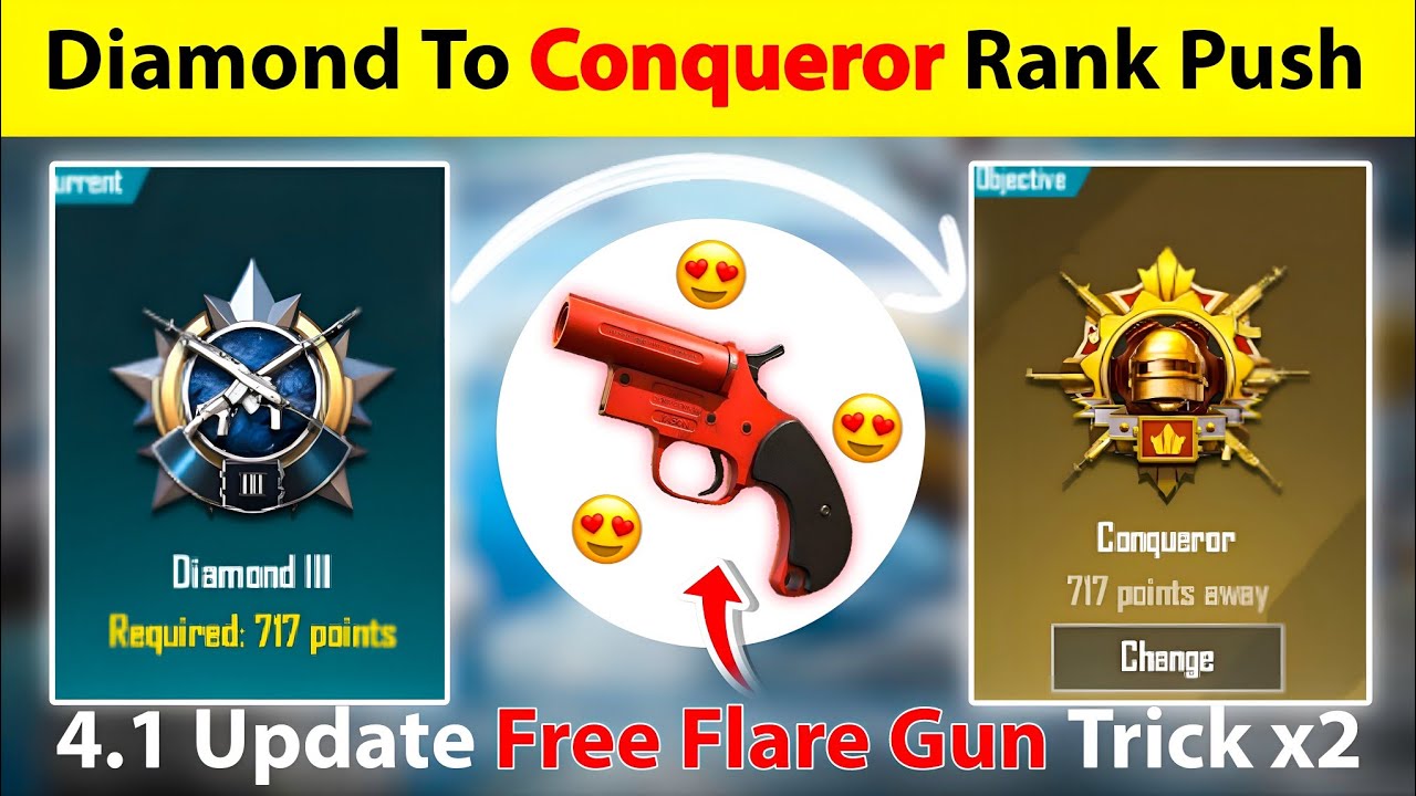 Day-4 Diamond To Conqueror Rank Push | 4.1 Update Free Flare Gun Tricks | Solo Conqueror Push C9S26