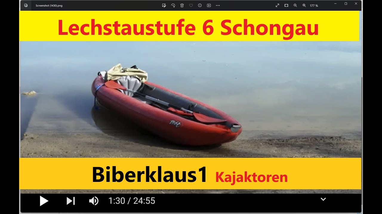 Kajaktour Lech Staustufe 6 bei Schongau bis zum unteren Ende der Litzauer Schleife befahren Bayern.