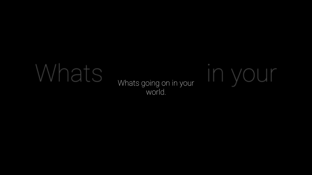 Whats going on in your world.