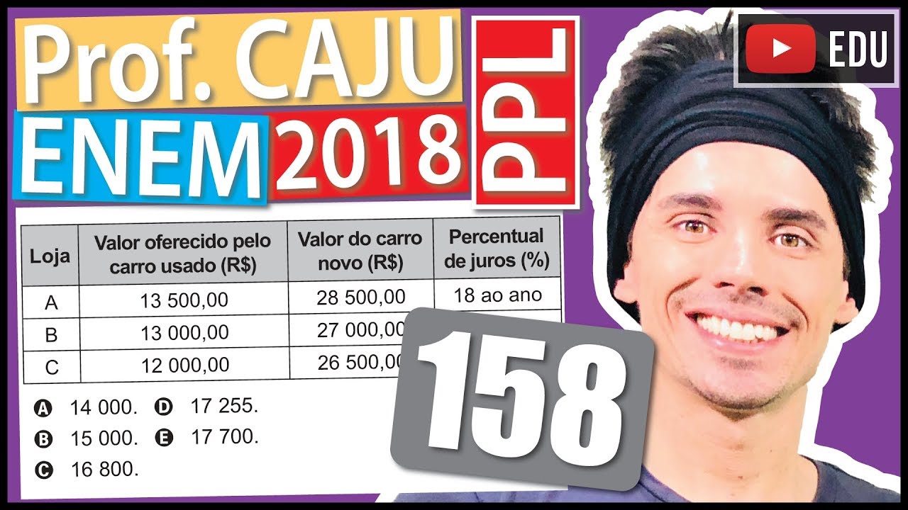 [ENEM 2018 PPL] 158 📓 MATEMÁTICA FINANCEIRA Um rapaz possui um carro usado e deseja utilizá-lo como