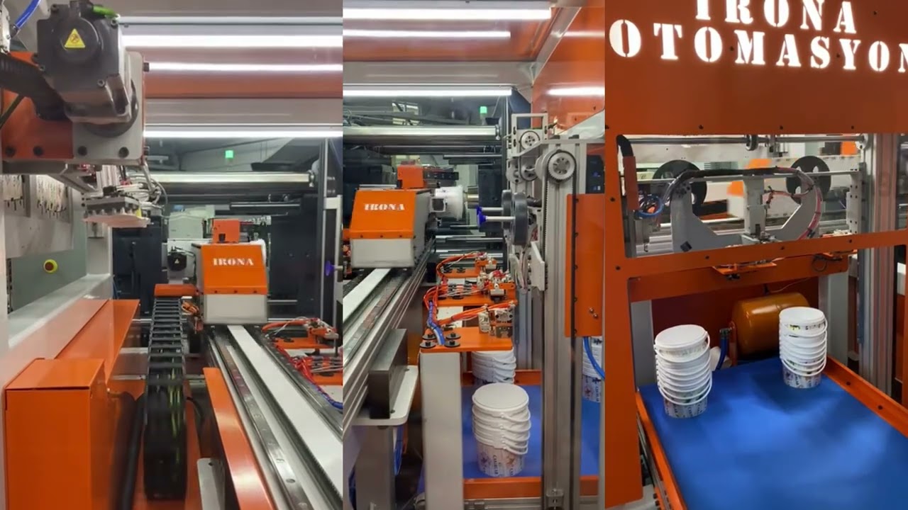 High-Speed Plastic Bucket Handle Insertion IML Robot | 2-Cavity Automation