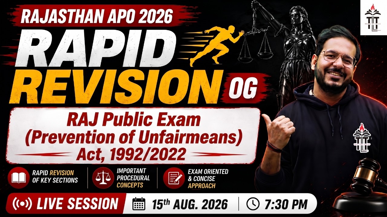 RAJASTHAN APO 2026 | Rapid Revision OG | RAJ Public Exam (Prevention of Unfairmeans) Act, 1992/2022