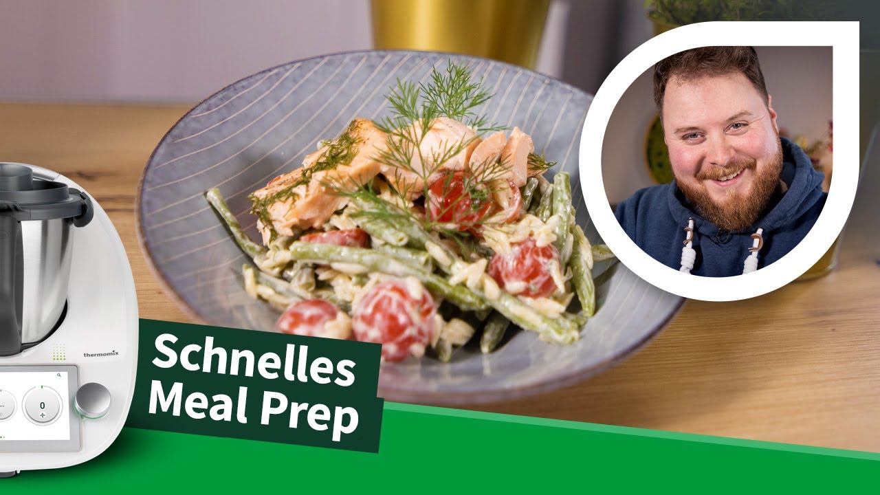 Lachs mit Risoni und Bohnen: Meal Prep Bowl mit dem Thermomix® | Kochrezept