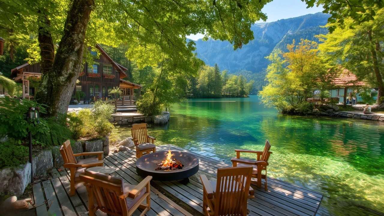 The Summer Lake Retreat My Mind Needed 🍃 Campfire & Forest Nature Sounds Ambience