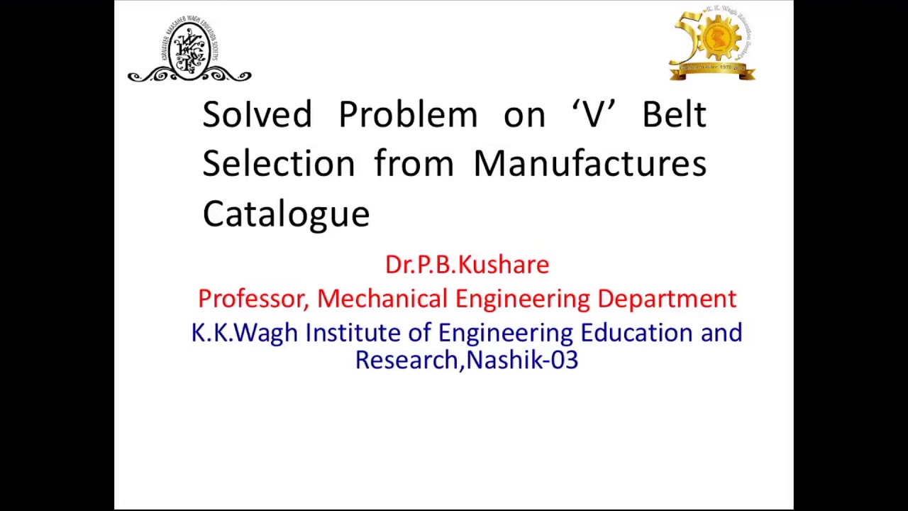 Solved Problem on Selection of V belt Drive from manufacturers Catalogue