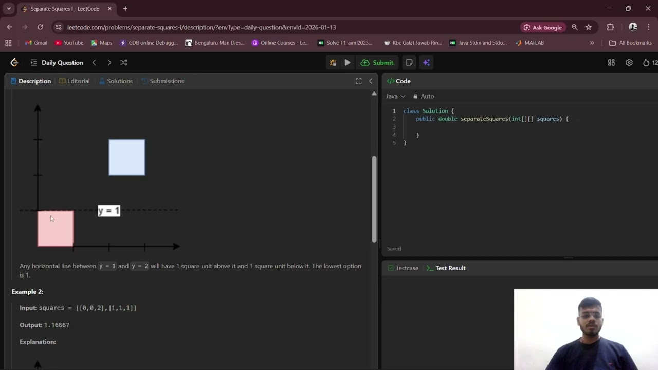 LeetCode Problem 3453 | Separate-squares-I (13-01-2026) | Step-by-Step Solution & Explanation