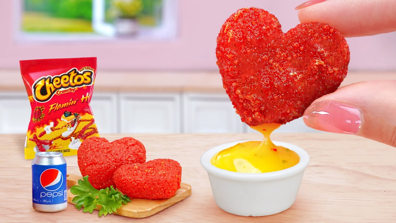 Talking Tom And Angela 😘 Miniature Hot Cheetos Fried Chicken Balls Love Recipe 💘 Tina Mini Cooking