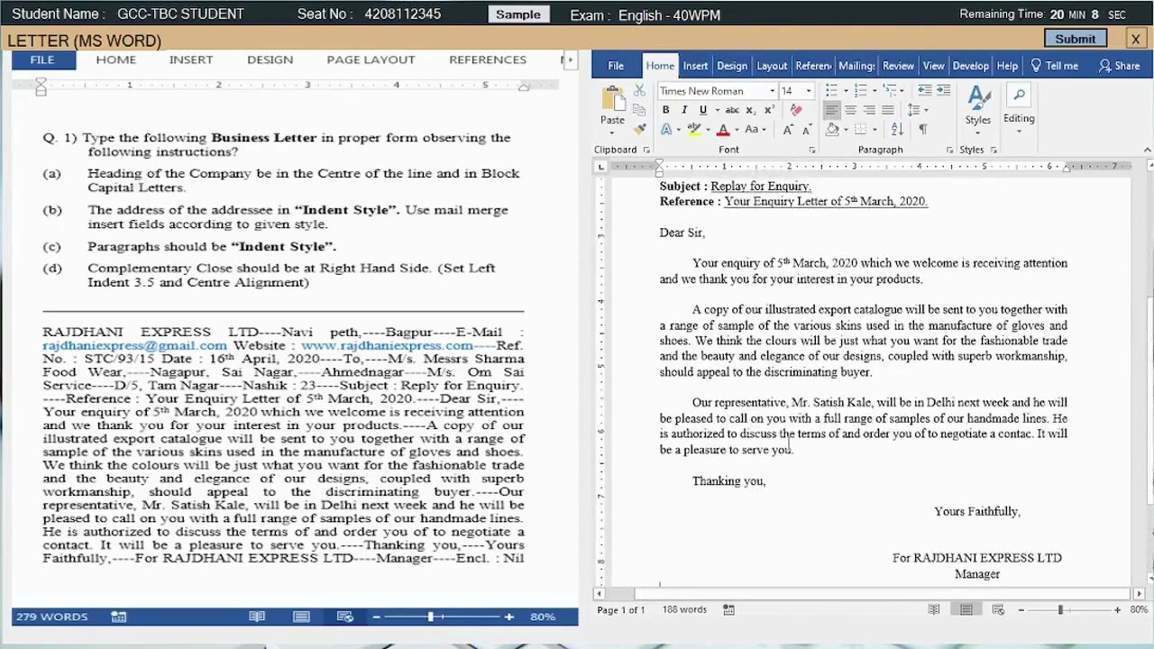 GCC-TBC Eng. 40 Business Letter Typing & Formatting