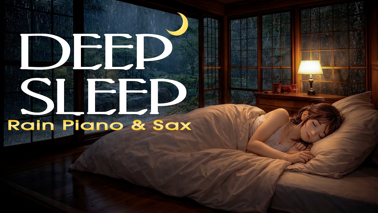 END YOUR STRESSFUL DAY GENTLY 🌧Deep Sleep Rain Piano & Sax 3 Hours For Focus, Study, Insomnia Relief