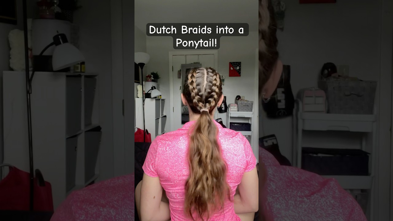 Dutch Braids into a Ponytail! #braidedhairstyles #dutchbraidhairstyle