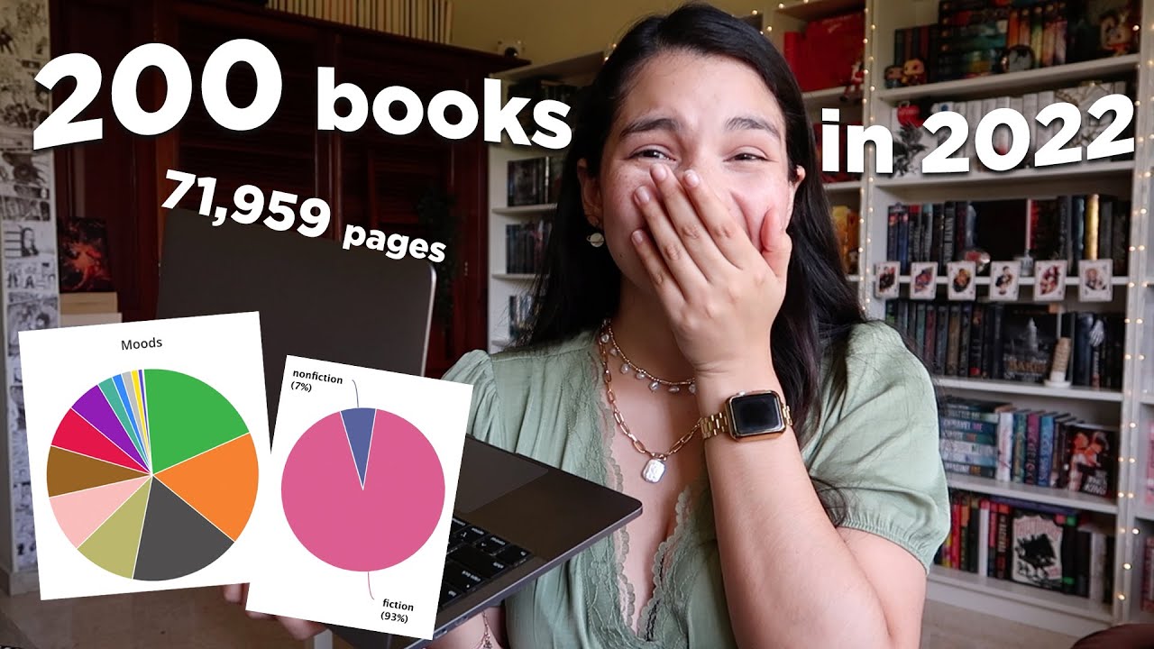my 2022 reading STATS!! 200 books 😳 71,959 pages 😳😳