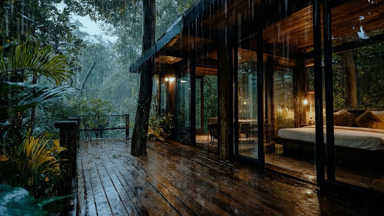 Rain forest Cabin Cozy Bedroom 🌧️ | Soothing Rain Sounds for Instant Sleep