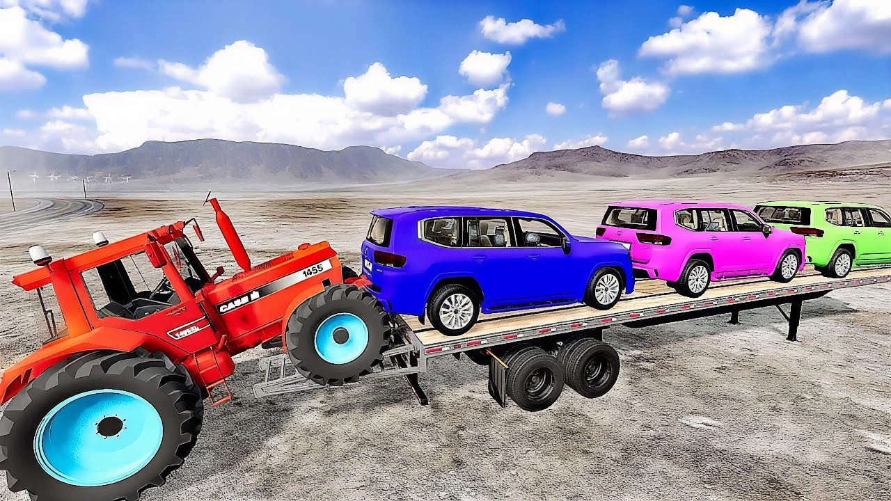 Flatbed Truck McQueen | Transportation with Truck - Pothole vs Car # | BeamNG.Drive Gameplay