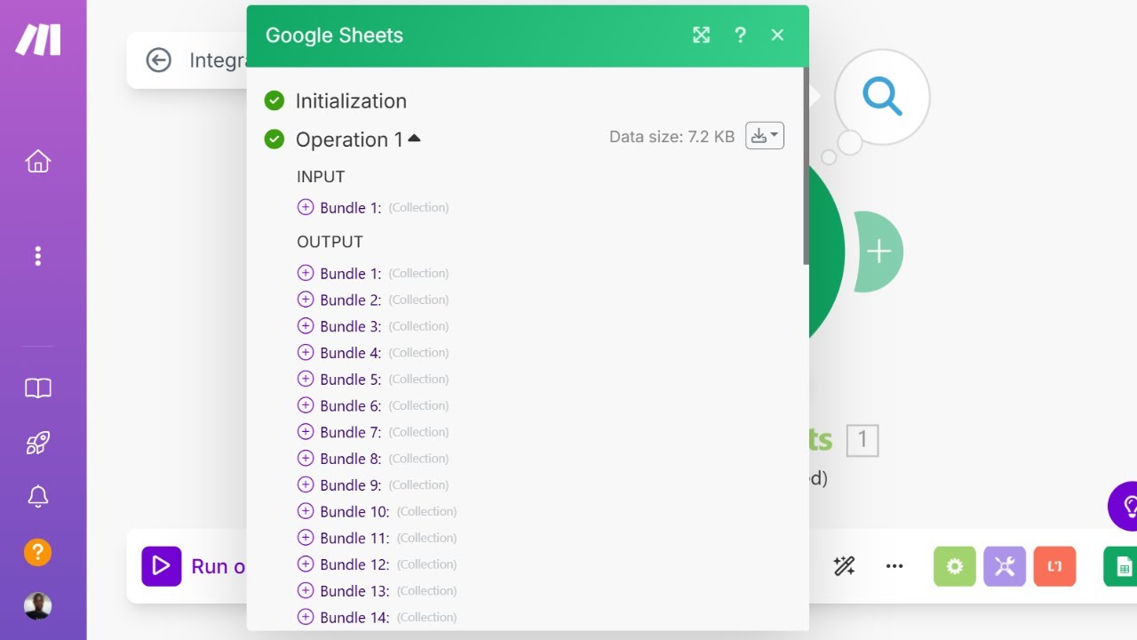 Перенесите все строки из таблицы Google Sheets на сайт make.com.