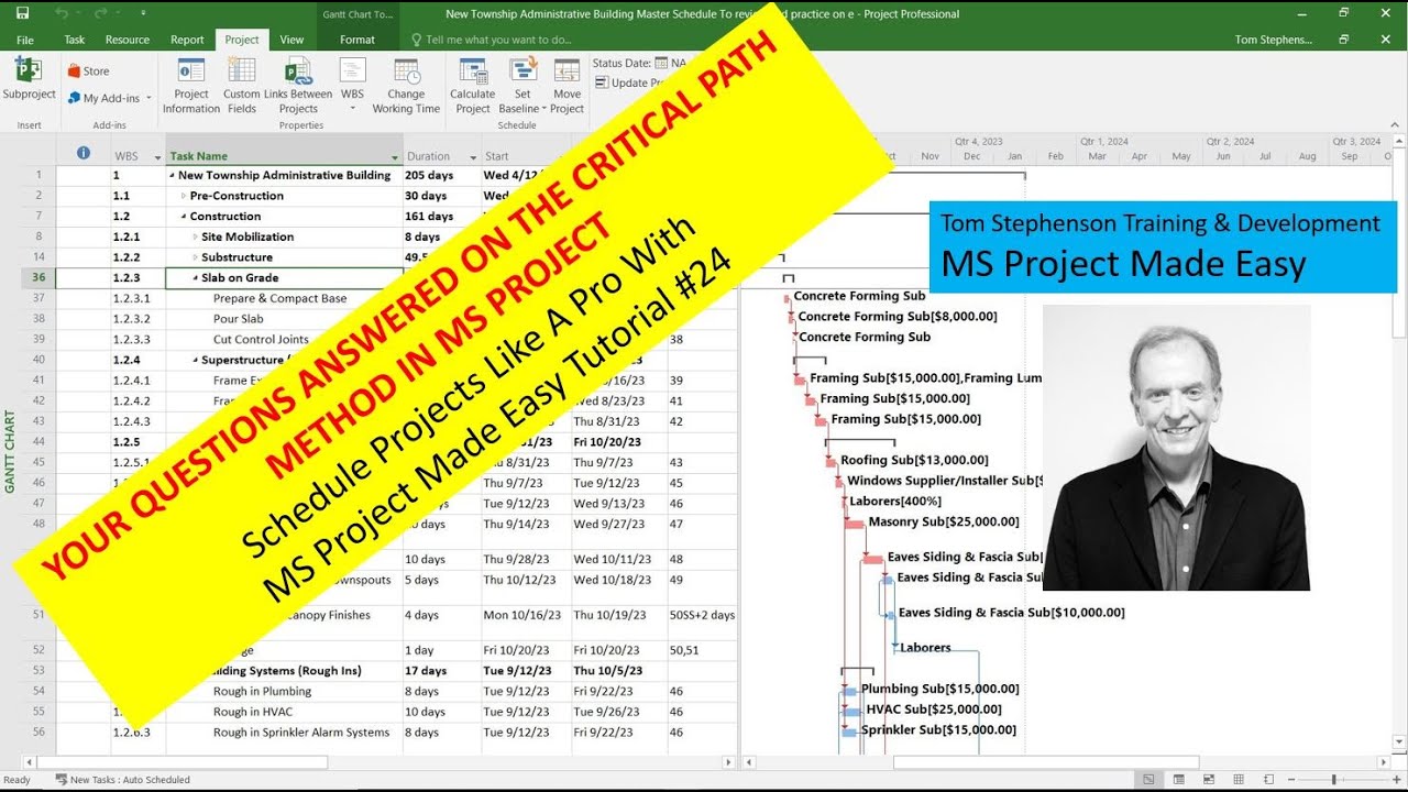 YOUR QUESTIONS ANSWERED ON THE CRITICAL PATH METHOD IN THIS VIDEO OF MS PROJECT MADE EASY