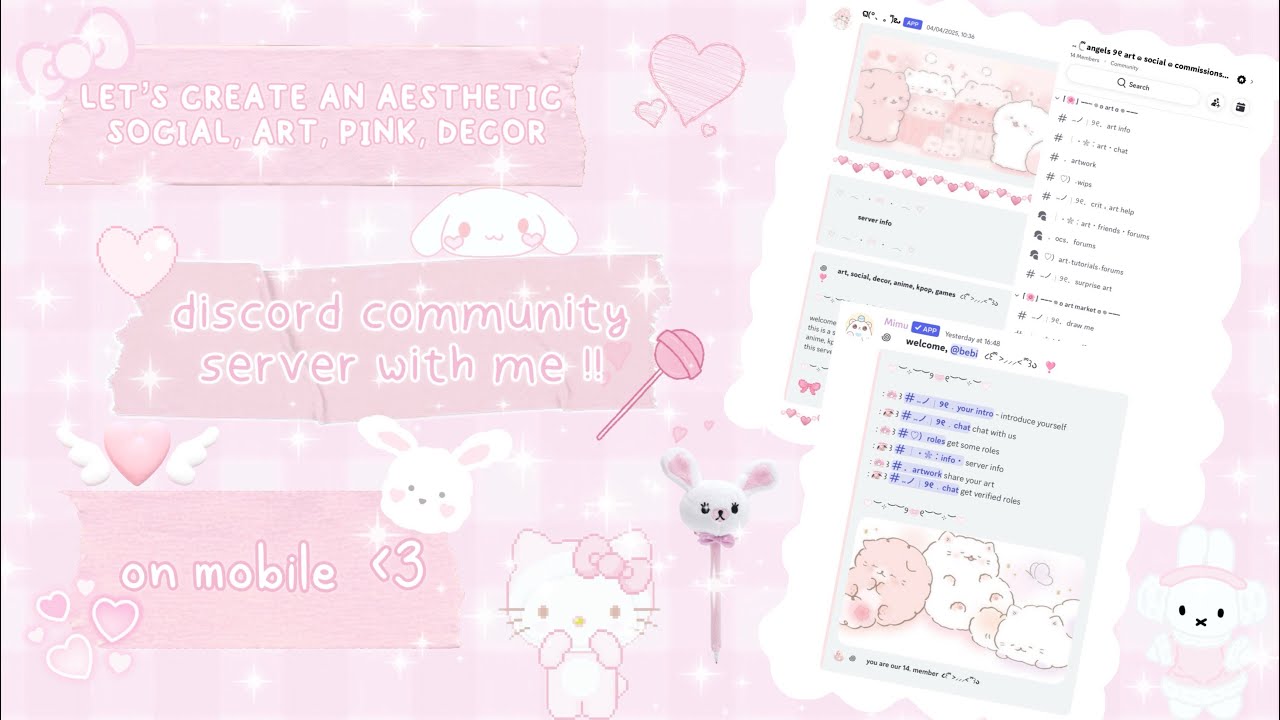 ♡ ₊˚⊹ creating an aesthetic pink art / social / decor community server | discord TIMELAPSE 🎀💗