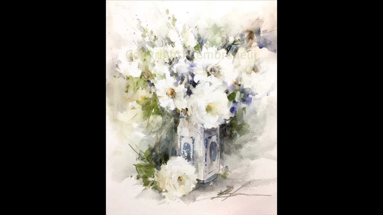 Watercolor/Aquarela -White Flowers