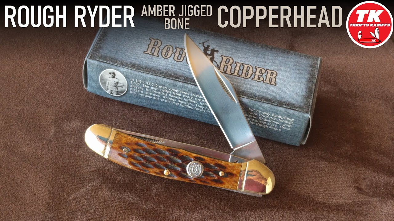 Rough Ryder Amber Jigged Bone Copperhead Pocket Knife RR043