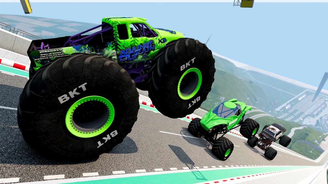 BNG Drive - Epic High Speed Monster Truck Jumps Crashes #004 - BeamNG Drive