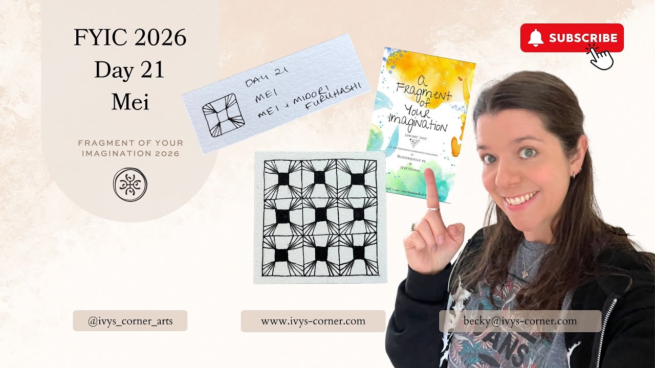 FYIC 2026 Day 21 | Square Fragment by Midori Furuhashi | Zentangle Practice