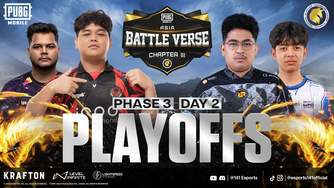 PUBGM BATTLE VERSE ASIA CHAPTER III | PHASE 3 PLAYOFFS DAY 2 | FT. #BTR  #HORAA #RRQ  #AE #DRS