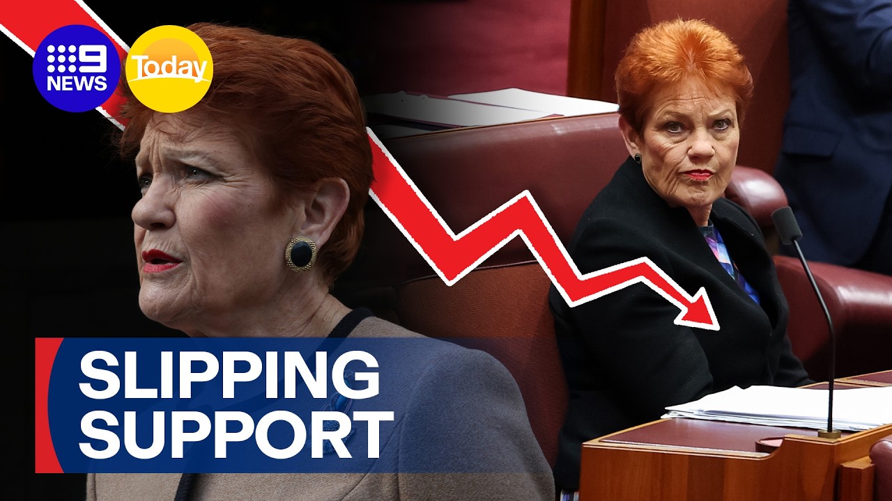 Support for Pauline Hanson drops for first time in months | 9 News Australia
