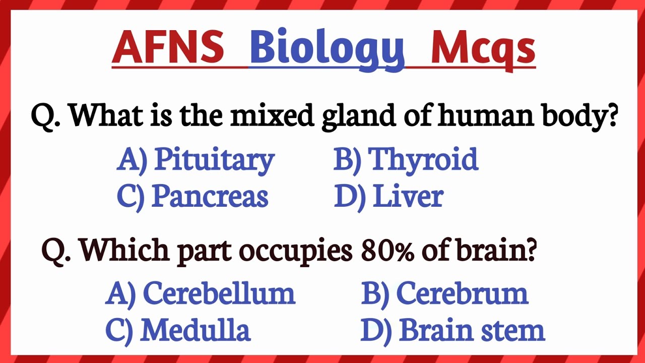 AFNS Biology Tests Important MCQS | AFNS Test Preparation 2024