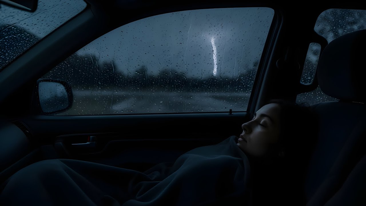 Rain Sounds & Thunder on Cozy Car 🌧️ Fall Asleep with Deep Sleep ASMR | Rainy Car Ambience