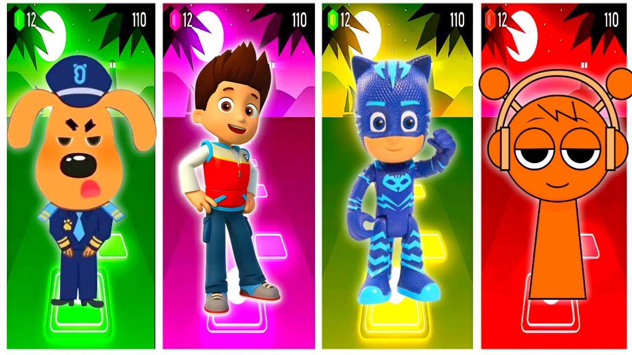 Sheriff Labrador🆚Paw Patrol🆚Pj Mask🆚SprunkiTiles Hop EDM Rush🎶| Who Is Best?