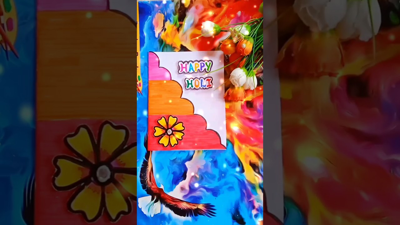 Happy Holi Card/Holi Greeting Cards/Holi Craft Ideas/Holi Card Making #shorts #viral #trending