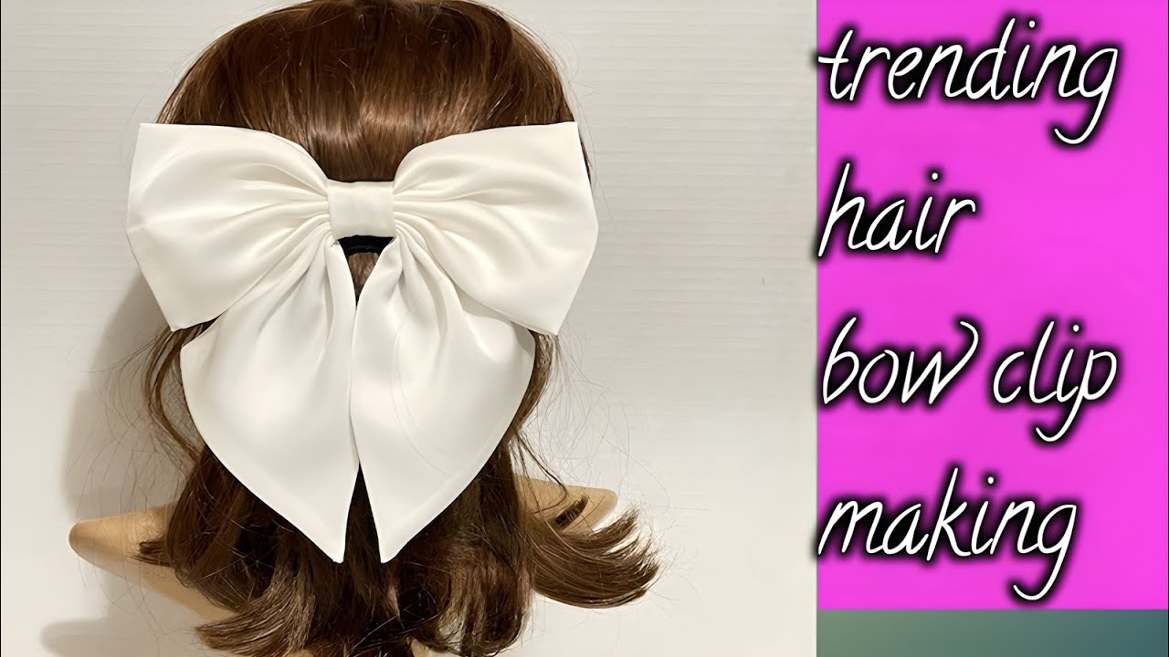 Trending bow cutting ✂️ and stiching/ hair bow clip making 