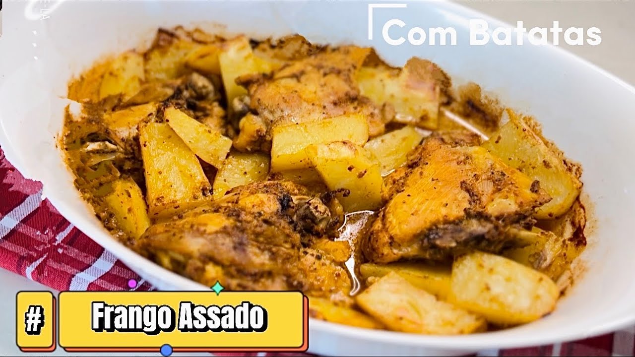 FRANGO ASSADO COM BATATAS | COM MOLHO ESPECIAL | SOBRECOXA SUCULENTA | FACIL E RAPIDO DE FAZER