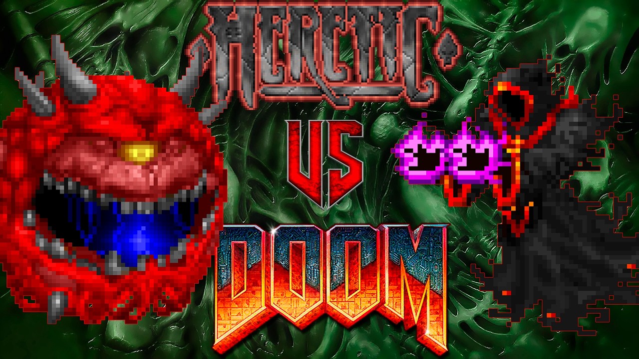 Cinematic battle | Disciple of D'Sparil vs Cacodemon | Heretic vs Doom Crossover Monster Infighting
