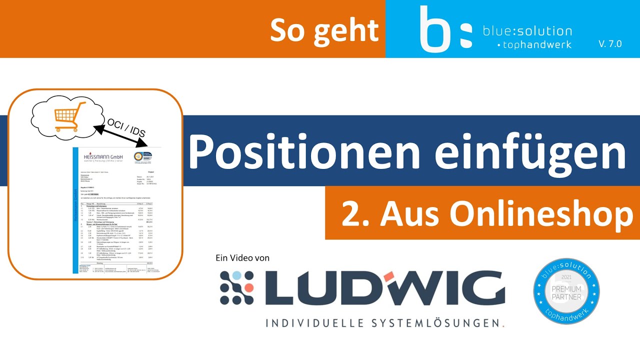 Mit blue:solution - tophandwerk Artikel aus Onlineshops ihrer Lieferanten in ein Angebot übernehmen